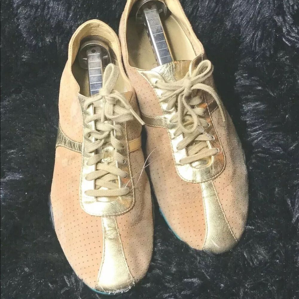 Cole Haan NikeAir Bria Gold Leather Mesh Suede